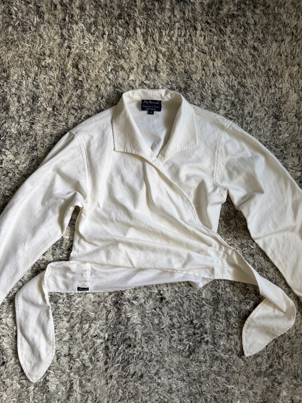 Faconnable Off-White Cotton Button-Front Blouse